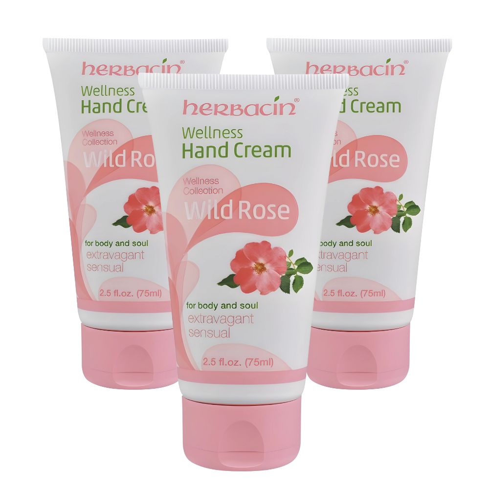 Herbacin Wellness Hand Cream Wild Rose 75 ml 3 pack