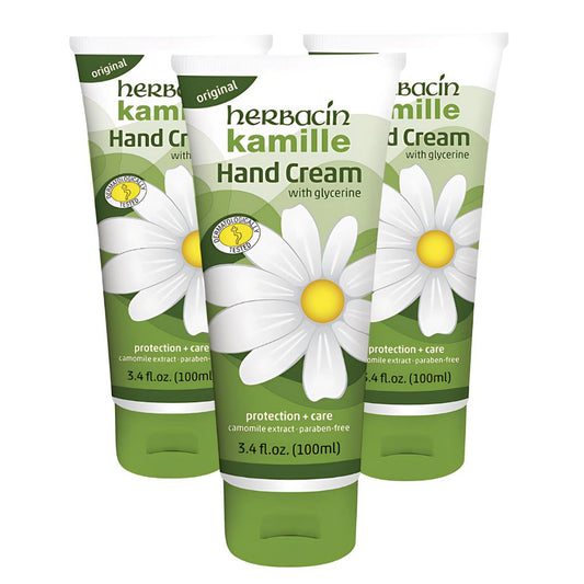Herbacin Kamille Original Hand Cream Tube 100ml 3 pack