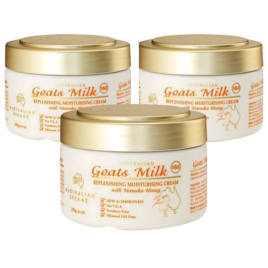 G&M Cosmetics Australian Creams MKII Goats Milk Replenishing Moisturising Cream 250g 3 Pack