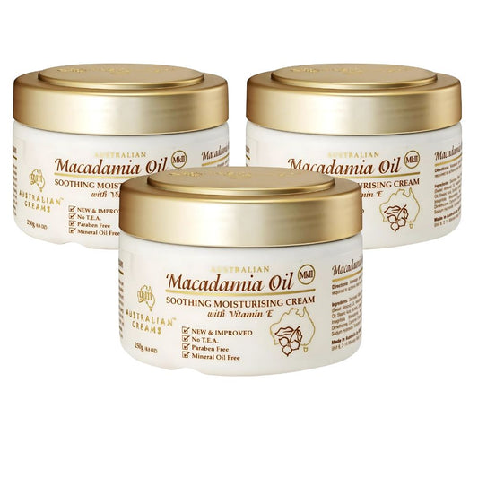 G&M Cosmetics Australian Creams MkII Macadamia Oil Soothing Moisturising Cream With Vitamin E 250g 3 Pack