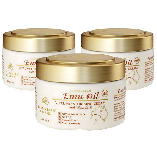 G&M Cosmetics Australian Creams MkII Emu Oil Vital Moisturising Cream With Vitamin E 250g 3 pack